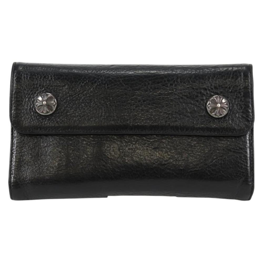 Chrome Hearts Wave Cross Ball Long Wallet Leather Black